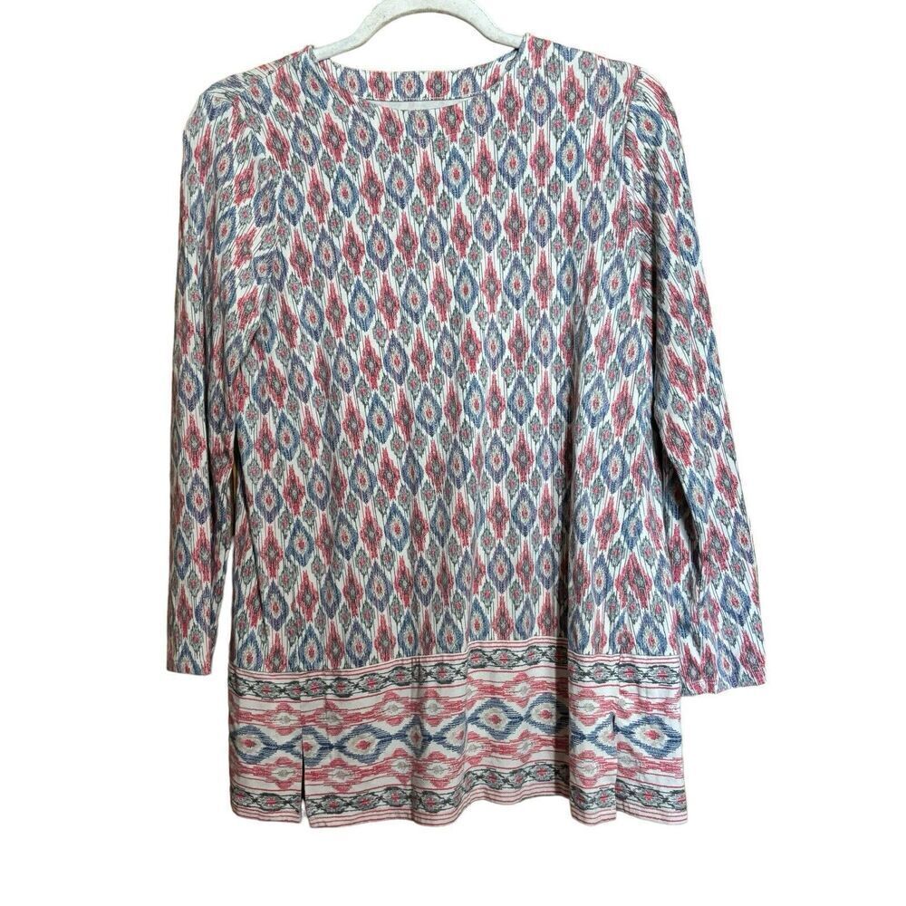 J Jill Top Womens Small Petite Multicolor Luxe Supima Foward Seam Tunic Blouse